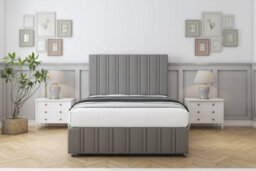 "Sloomy Langston Pewter Dumfries Divan Bed 2 Drawers Left Side-26"" Strutted Headboard 12"" Footboard 3' Single" - thumbnail 2