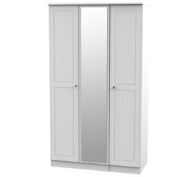 Vittoria Ready Assembled Contemporary Matt Grey Tall Triple Wardrobe With 1 Mirror Door (H)1970mm (W)1110mm (D)530mm - thumbnail 1