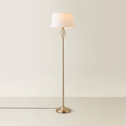Valuelights Memphis Traditional Style Satin Nickel Barley Twist Floor Lamp With White Tapered Light Shade - thumbnail 3