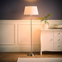 Valuelights Memphis Traditional Style Satin Nickel Barley Twist Floor Lamp With White Tapered Light Shade - thumbnail 2