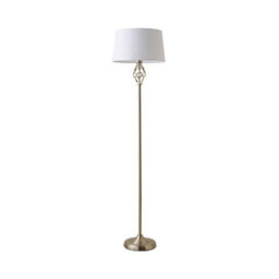 Valuelights Memphis Traditional Style Satin Nickel Barley Twist Floor Lamp With White Tapered Light Shade - thumbnail 6