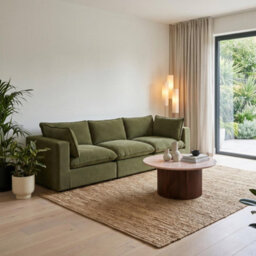 Furniturebox Uk Echo Green Linen-Look Fabric 3 Seater Modular Sofa - thumbnail 5