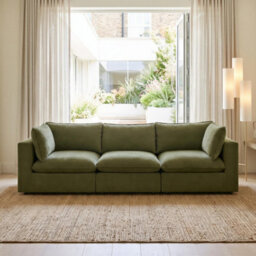 Furniturebox Uk Echo Green Linen-Look Fabric 3 Seater Modular Sofa - thumbnail 1