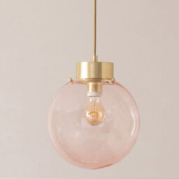 Valuelights Frenchie Pink Glass Globe Brushed Gold Capped Ceiling Pendant Light - thumbnail 3