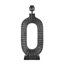 Industville Ornate Oval Table Lamp, Pewter Base, Pleated Empire Linen Shade - thumbnail 2