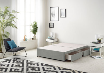 Somnior Beds Somnior Platform Divan Base Tweed Grey With 2 Drawers - Single - image 1