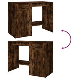 Berkfield Desk Smoked Oak 100X49X75 Cm Engineered Wood - thumbnail 9