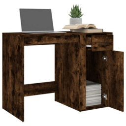 Berkfield Desk Smoked Oak 100X49X75 Cm Engineered Wood - thumbnail 5
