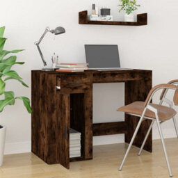 Berkfield Desk Smoked Oak 100X49X75 Cm Engineered Wood - thumbnail 3