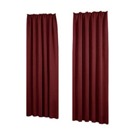 Deconovo Super Soft Blackout Curtains Pencil Pleat Curtains Thermal Insulated Curtains For Girls Room W55 X L114 Inch Red 2 Panels - thumbnail 1