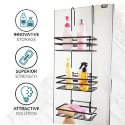 House Of Home Black 3 Tier Non Rust Hanging Shower Caddy & Bathroom Organiser - thumbnail 4