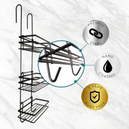 House Of Home Black 3 Tier Non Rust Hanging Shower Caddy & Bathroom Organiser - thumbnail 5