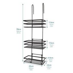 House Of Home Black 3 Tier Non Rust Hanging Shower Caddy & Bathroom Organiser - thumbnail 2