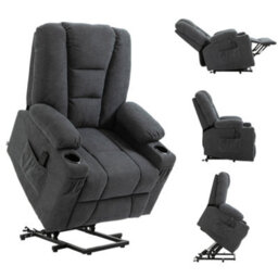 Homcom Riser And Recliner Chair W/ Remote, Lift Chair For Elderly, Charcoal Grey - thumbnail 2