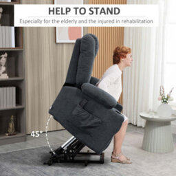 Homcom Riser And Recliner Chair W/ Remote, Lift Chair For Elderly, Charcoal Grey - thumbnail 4
