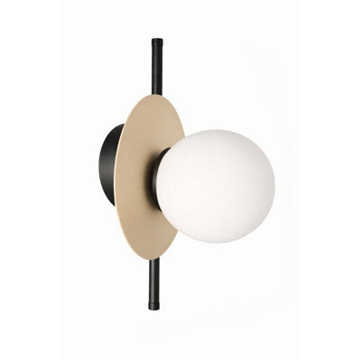 Luminosa Lighting Luminosa Luma Globe Wall Lights Black, Beige White Glass Shade 1X E27 - image 1