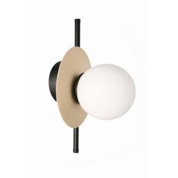 Luminosa Lighting Luminosa Luma Globe Wall Lights Black, Beige White Glass Shade 1X E27 - thumbnail 1