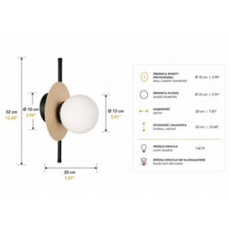 Luminosa Lighting Luminosa Luma Globe Wall Lights Black, Beige White Glass Shade 1X E27 - thumbnail 4
