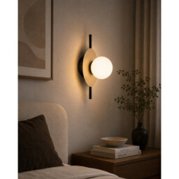 Luminosa Lighting Luminosa Luma Globe Wall Lights Black, Beige White Glass Shade 1X E27 - thumbnail 2