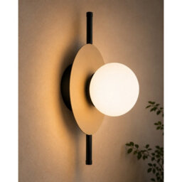 Luminosa Lighting Luminosa Luma Globe Wall Lights Black, Beige White Glass Shade 1X E27 - thumbnail 3
