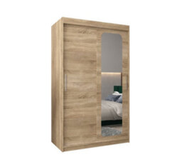 Arte Uppsala T2 Sliding Door Wardrobe 120Cm In Oak Sonoma - Timeless Storage With Mirrored Functionality - thumbnail 2
