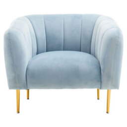 Orsina Blue Velvet Arm Chair, Tufted Velvet Upholstered Accent Chair, Comfortable Armchair For Home, Office, Lounge