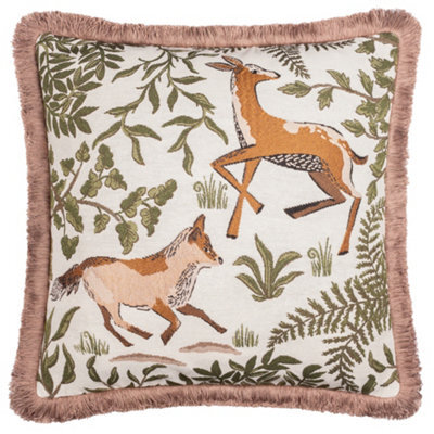 Wylder Fable Fox And Deer Embroidered Feather Filled Cushion - image 1
