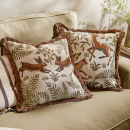 Wylder Fable Fox And Deer Embroidered Feather Filled Cushion - thumbnail 6