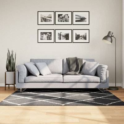 Berkfield Shaggy Rug Pamplona High Pile Modern Black And Cream 120X170 Cm - image 1