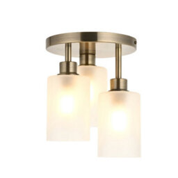 Pagazzi Lighting Pagazzi Kingsholm 3-Light Antique Brass Semi-Flush Plate - thumbnail 6