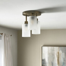 Pagazzi Lighting Pagazzi Kingsholm 3-Light Antique Brass Semi-Flush Plate - thumbnail 2