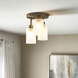 Pagazzi Lighting Pagazzi Kingsholm 3-Light Antique Brass Semi-Flush Plate - thumbnail 1
