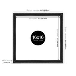 16X16 Black Ornate Picture Frame (40.6 X 40.6Cm) Poster, Photo, Artwork, Gallery Wall Or Print - thumbnail 2