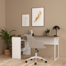 Furniture To Go Function Plus Corner Desk White And Truffle Oak 2 Drawers  (W) 145.1 X (H) 76.8 X (D) 81Cm - thumbnail 7