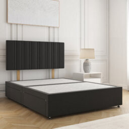 Bsspoke Sienna Divan Bed Set In Black Plush Velvet 24Inch Headboard No Mattress No Drawers In Single Double King 4Ft 6Ftt