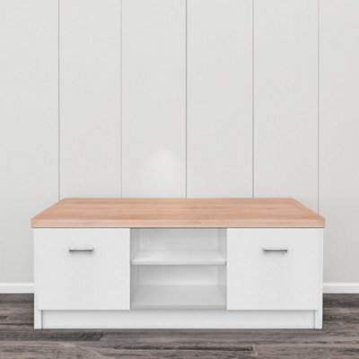 Heze Furniture Top Mix Contemporary Compact Tv Unit With Storage - White - image 1