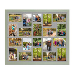 AK Frames 80X70Cm Green Modern Multi Photo Frame With Silver Mount - Holds 20 Apertures (18X) 6X4, (2X) 4X4 Photos - thumbnail 1