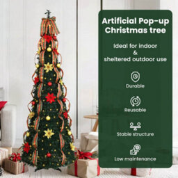Vidaxl Artificial Christmas Tree With 150 Leds Green 180 Cm Pvc - thumbnail 7