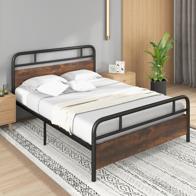 Costway King Size Bed Frame Platform Metal Slats Support Bed W/ Industrial Headboard - image 1