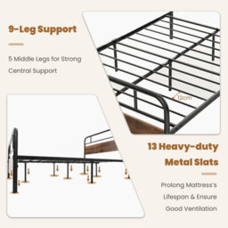 Costway King Size Bed Frame Platform Metal Slats Support Bed W/ Industrial Headboard - thumbnail 8