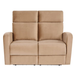 Beliani Electric Recliner Sofa 2 Seater Verdal Velvet Light Brown - thumbnail 5
