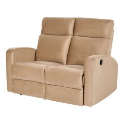 Beliani Electric Recliner Sofa 2 Seater Verdal Velvet Light Brown - thumbnail 4