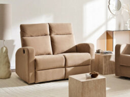 Beliani Electric Recliner Sofa 2 Seater Verdal Velvet Light Brown - thumbnail 2