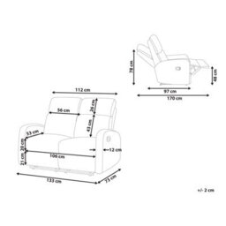 Beliani Electric Recliner Sofa 2 Seater Verdal Velvet Light Brown - thumbnail 3