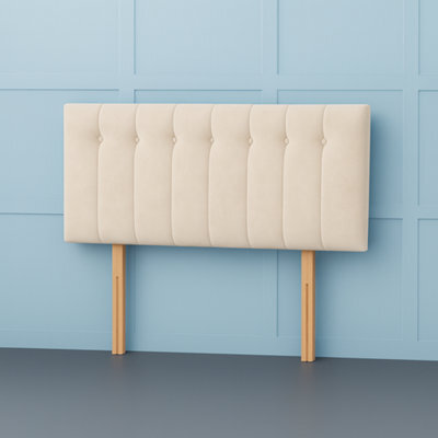 Comfy Deluxe 4Ft Small Double Florence Cream Plush Velvet 26Inch Headboard
