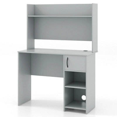 Modern Computer Desk W/ Hutch Home Office Desk W/ Display Shelf & 2 Open Shelves - image 1