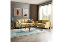 Home Detail Dale 2 Seater Linen Sofa, Mustard Linen Fabric - thumbnail 2