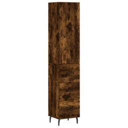 Berkfield Highboard Smoked Oak 34.5X34X180 Cm Engineered Wood - thumbnail 2