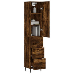 Berkfield Highboard Smoked Oak 34.5X34X180 Cm Engineered Wood - thumbnail 3