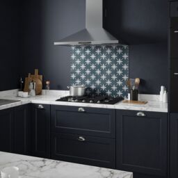 Laura Ashley Midnight Seaspray Wicker Geometric Self-Adhesive Glass Splashback, (H)750mm (W)900mm (T)6mm - thumbnail 2